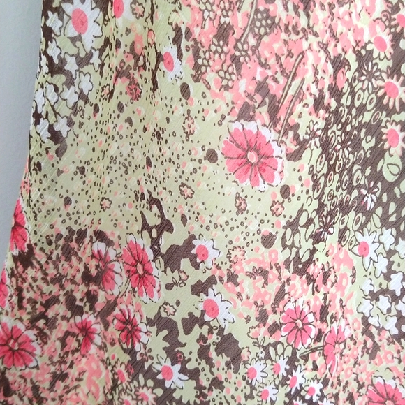 Kim Rogers Petite 90s Y2K Brown, Pale Green, & Pink Ruffle Midi Skirt - Picture 6 of 8